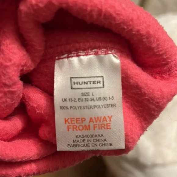 HUNTER Hot Pink Children’s Fleece High Socks- Size L - Picture 6 of 7